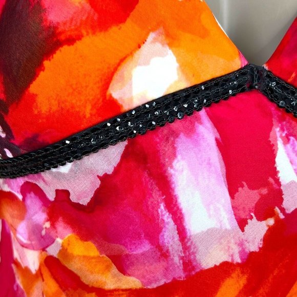 MELINDA ENG 6 Floral Sleeveless Silk Dress Ruffles Wedding Guest Summer - Picture 7 of 8